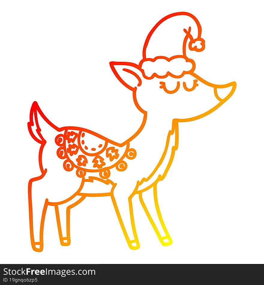 warm gradient line drawing cartoon reindeer