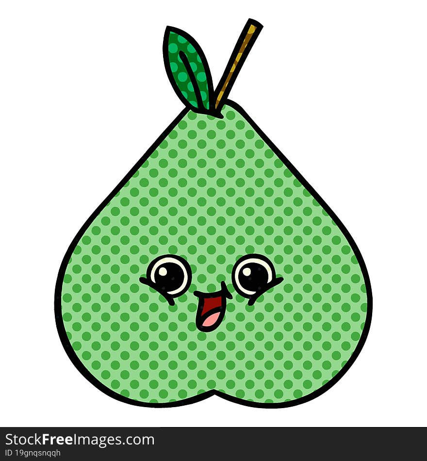 Comic Book Style Cartoon Green Pear