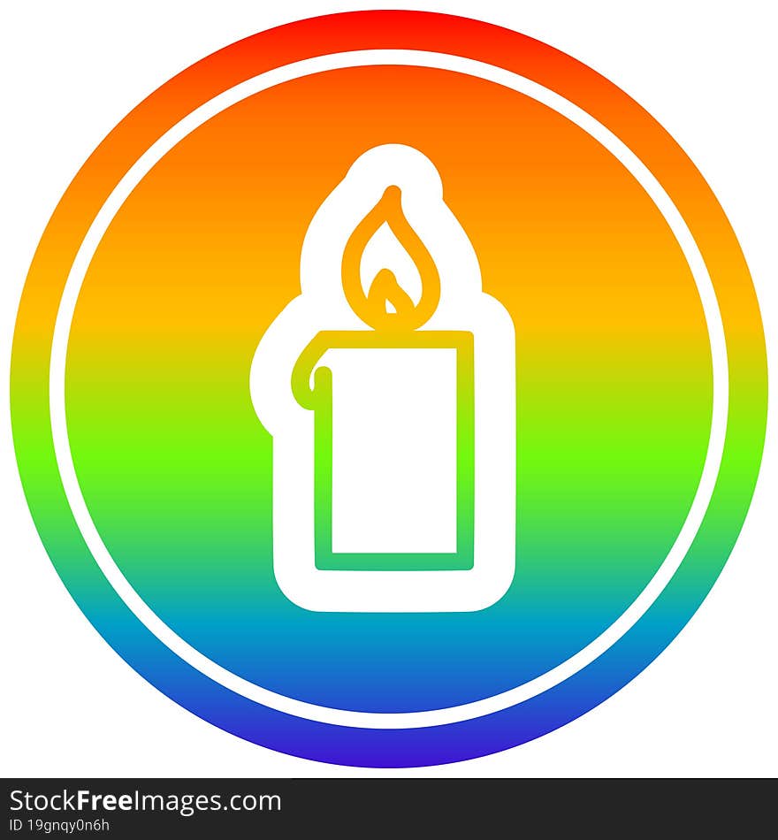 burning candle circular in rainbow spectrum