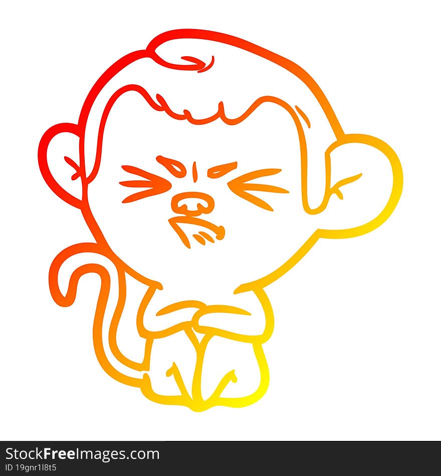 warm gradient line drawing cartoon annoyed monkey