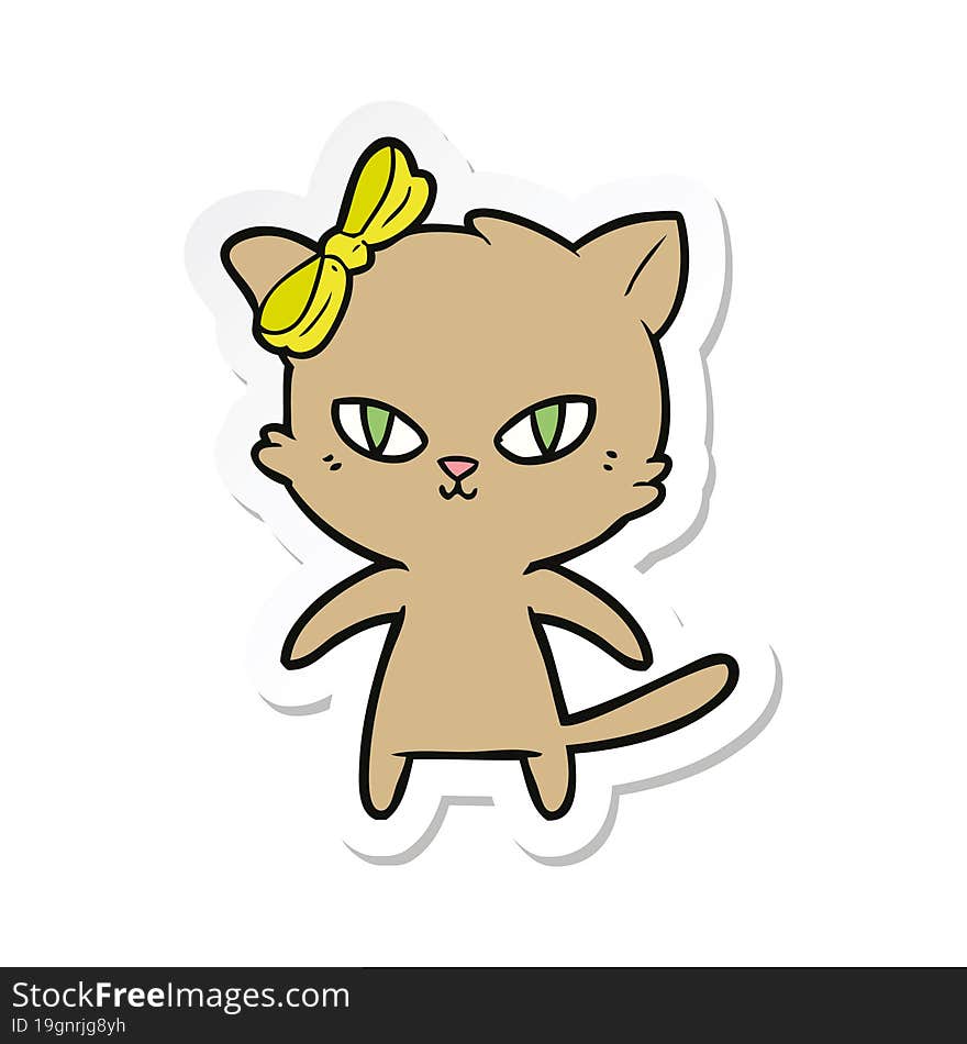 Sticker Of A Cute Cartoon Cat