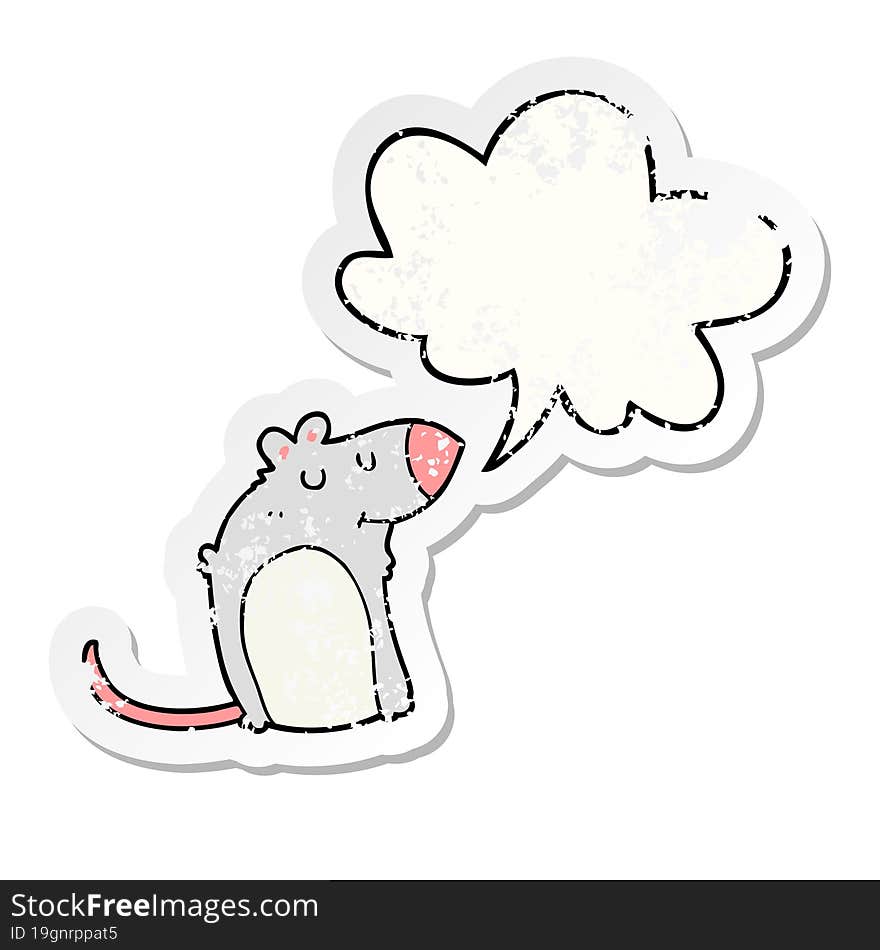 cartoon fat rat and speech bubble distressed sticker