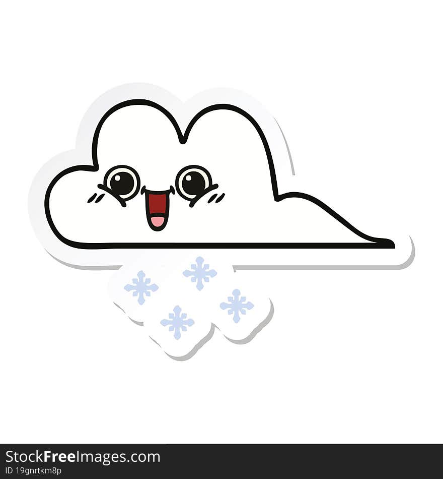 Sticker Of A Cute Cartoon Snow Cloud