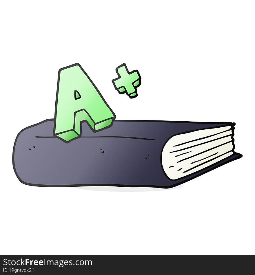 cartoon A grade symbol and book