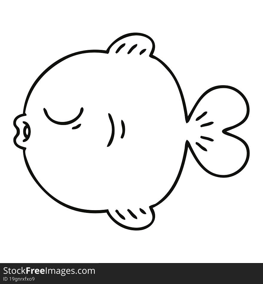 quirky line drawing cartoon fish