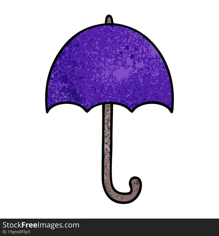 retro grunge texture cartoon open umbrella