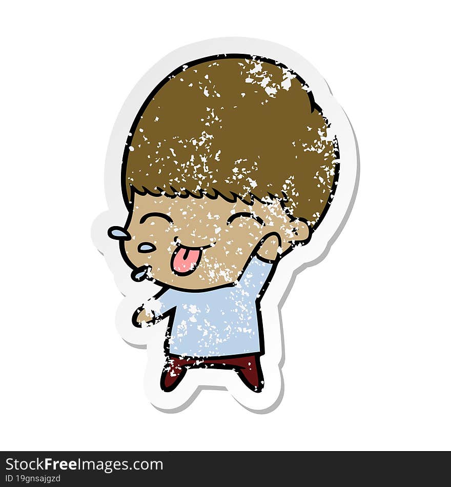 distressed sticker of a cartoon calm boy