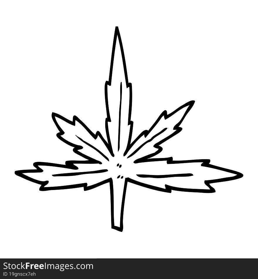 Line Drawing Cartoon Marijuana Leaf