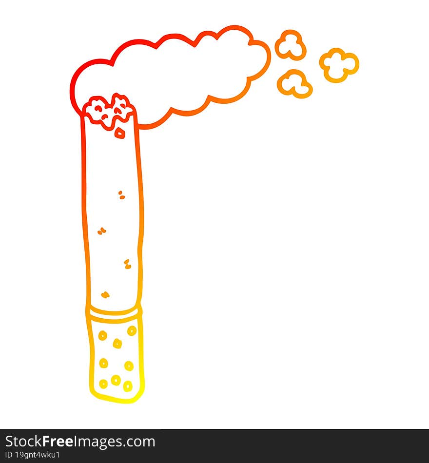 warm gradient line drawing cartoon cigarette