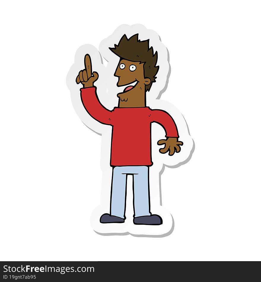 sticker of a cartoon man with great new idea