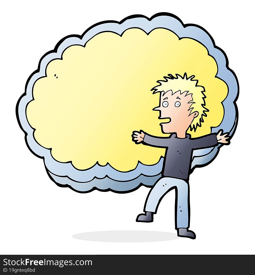 cartoon man with text space cloud