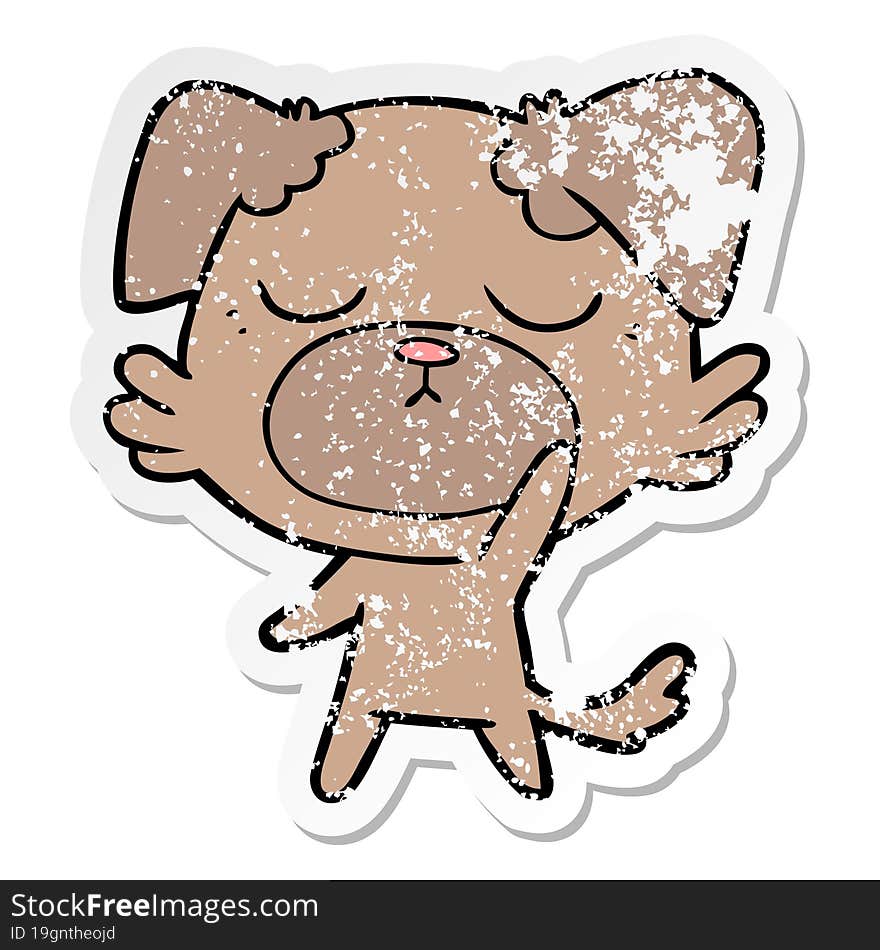 Distressed Sticker Of A Cute Cartoon Dog