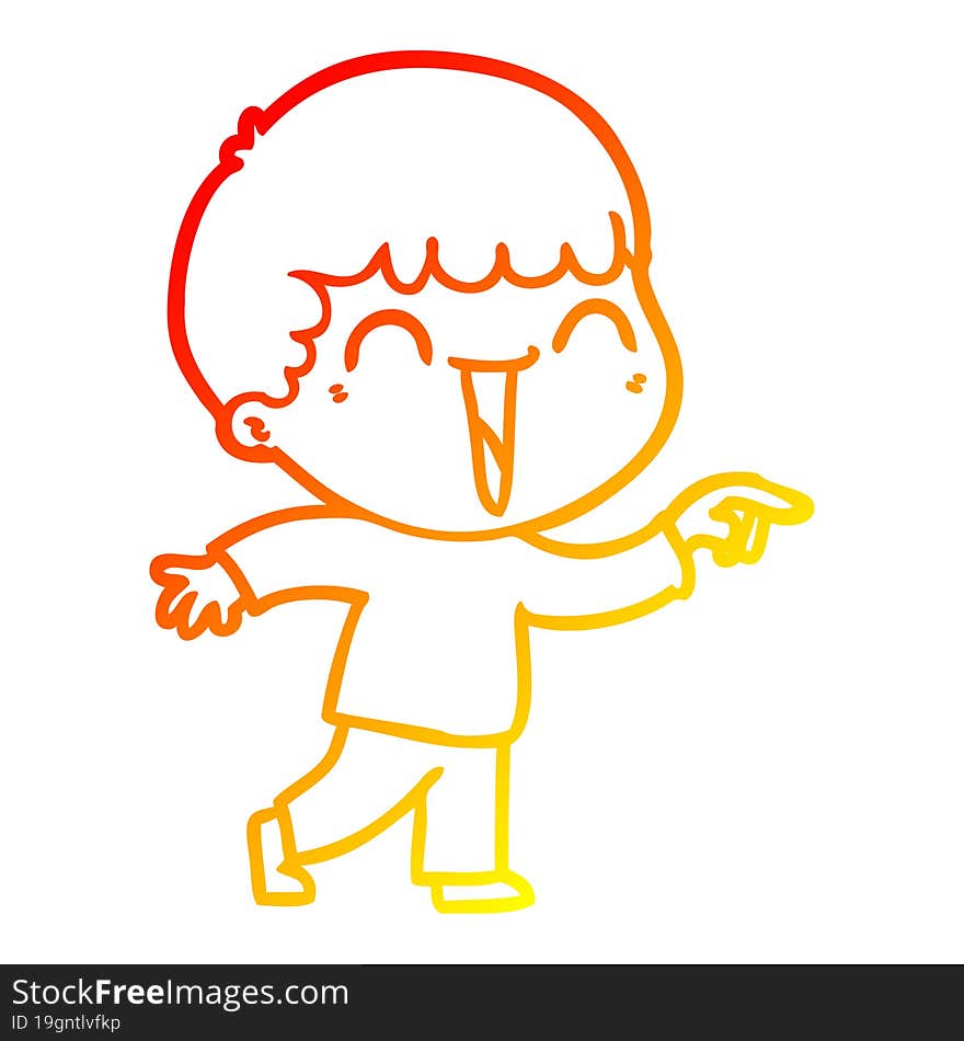 warm gradient line drawing of a cartoon happy man