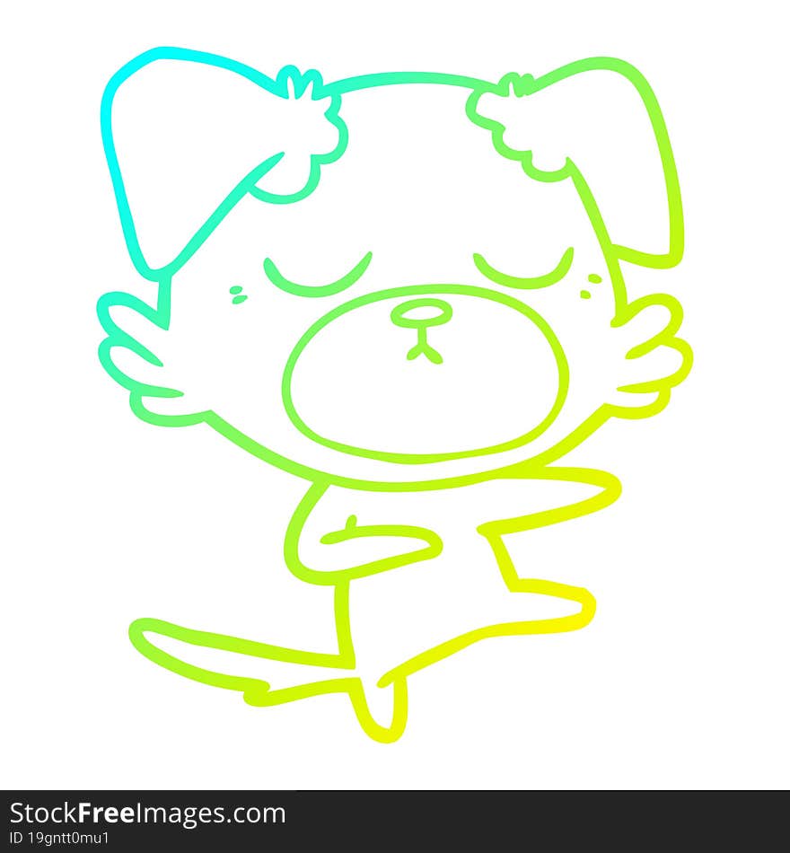 Cold Gradient Line Drawing Cute Cartoon Dog