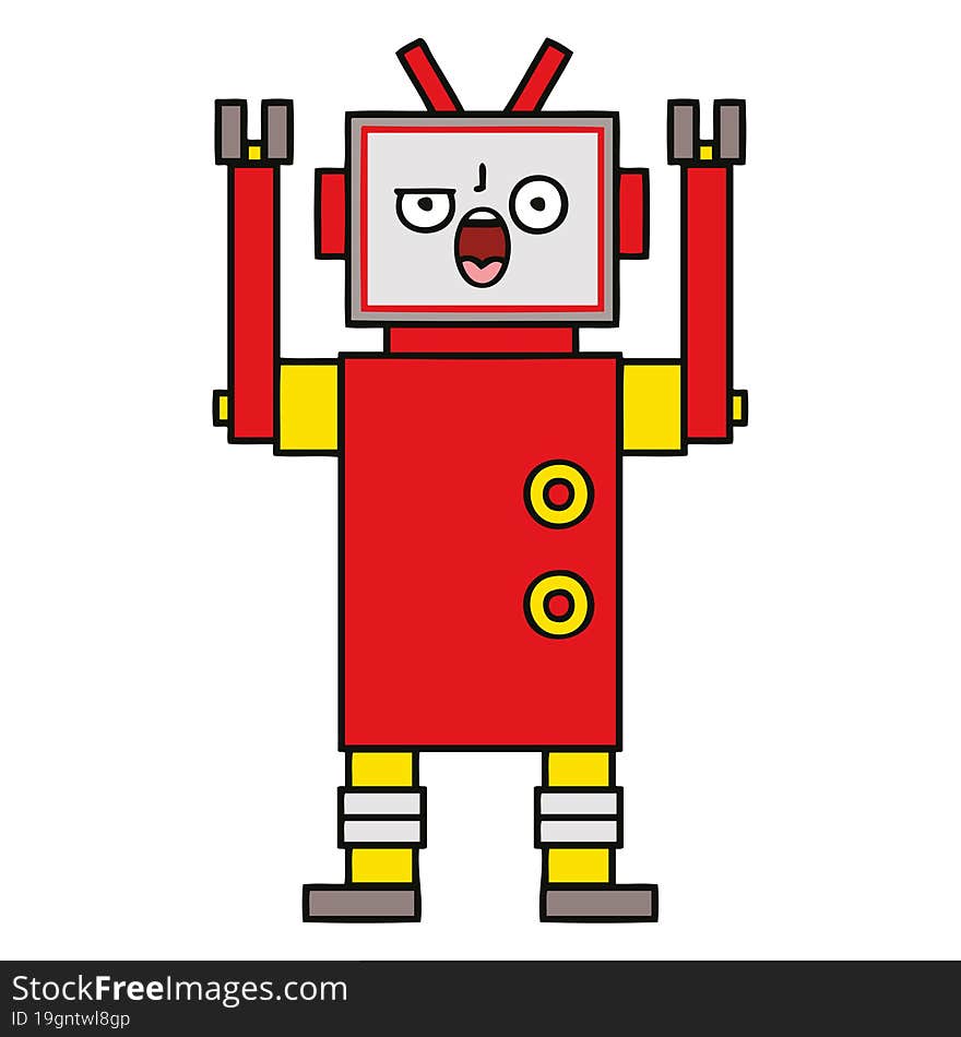 Cute Cartoon Angry Robot