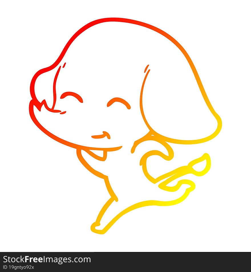 warm gradient line drawing cute cartoon elephant running