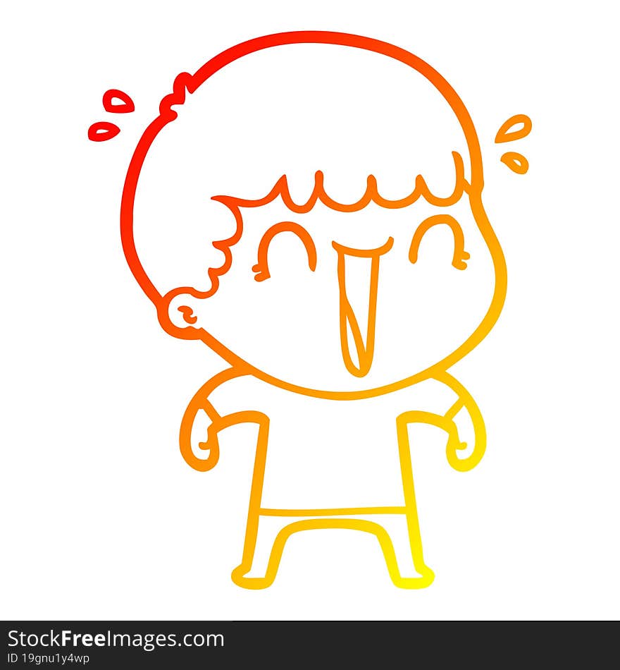 warm gradient line drawing of a laughing cartoon man