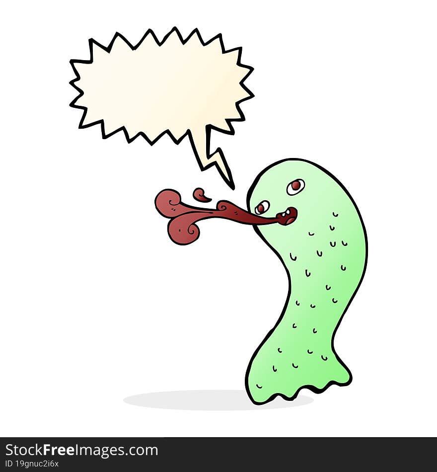 Funny Cartoon Ghost With Speech Bubble