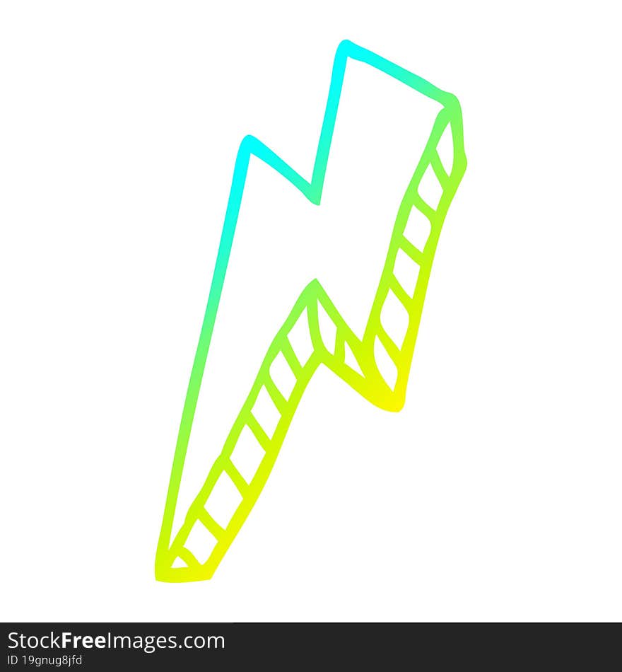 cold gradient line drawing cartoon thunder bolt