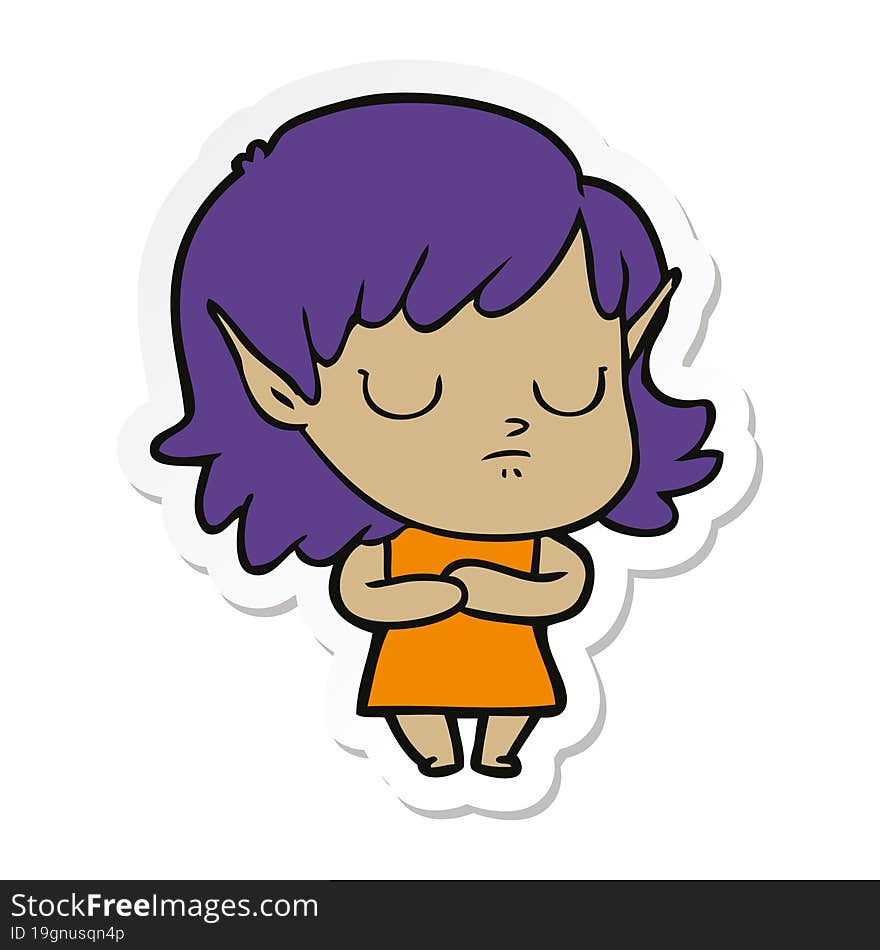 sticker of a cartoon elf girl