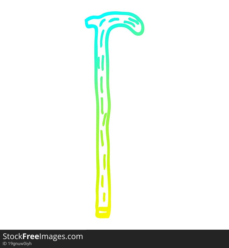 cold gradient line drawing cartoon walking stick