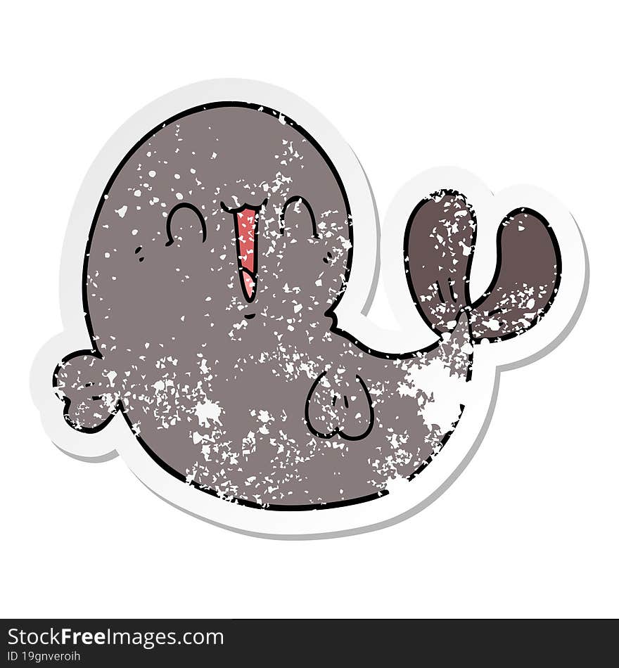 Distressed Sticker Of A Cute Cartoon Whale