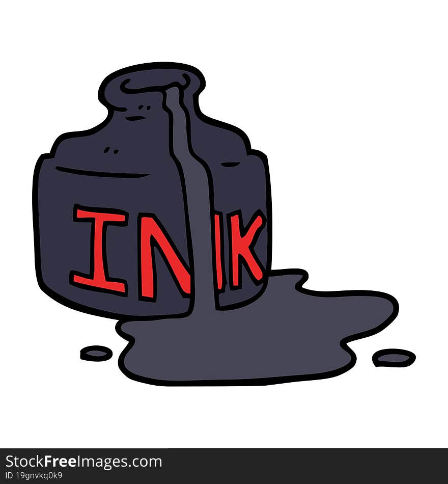 cartoon doodle spilled ink bottle