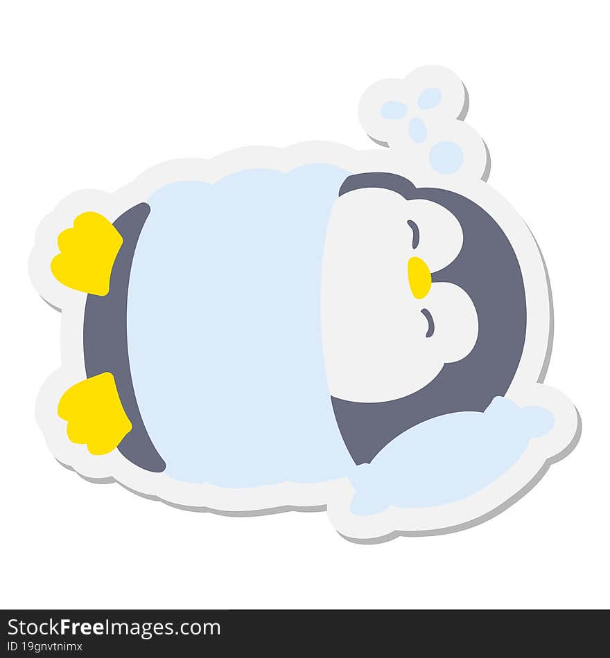 Cute Christmas Penguin Sleeping Sticker