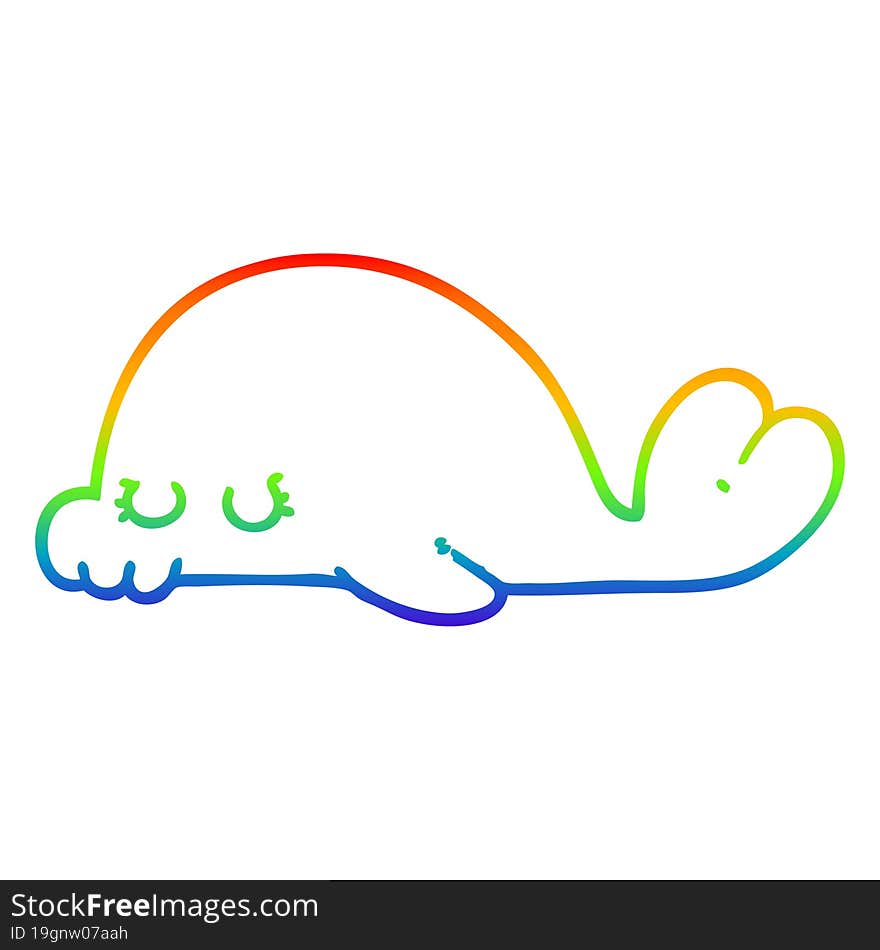 rainbow gradient line drawing cartoon seal