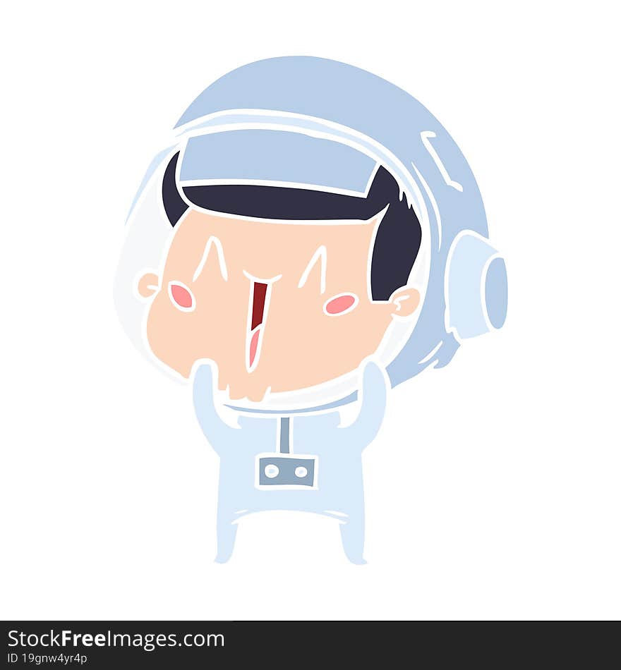 happy flat color style cartoon astronaut