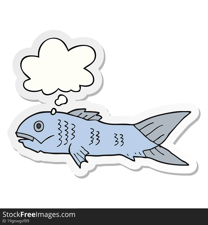 cartoon fish and thought bubble as a printed sticker