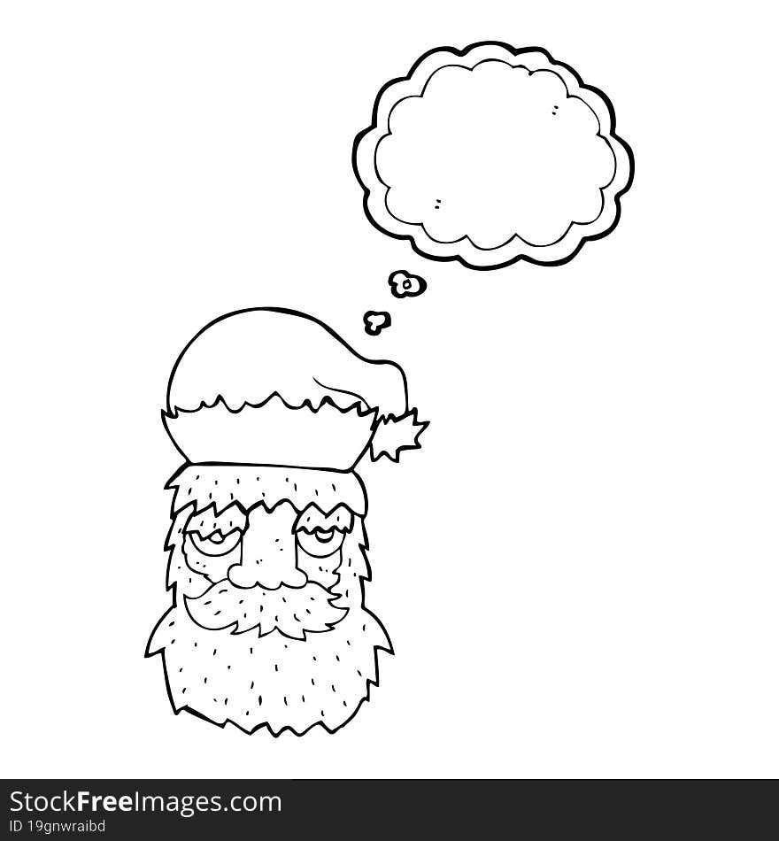 Thought Bubble Cartoon Tired Santa Claus Face