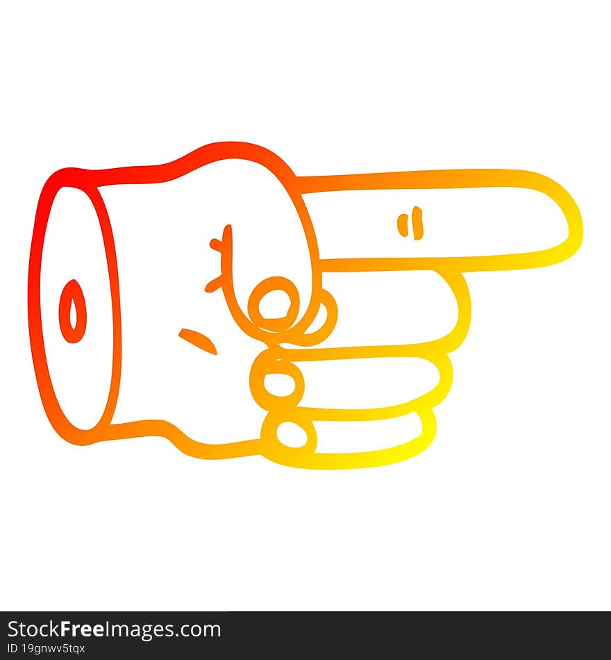 warm gradient line drawing pointing hand symbol