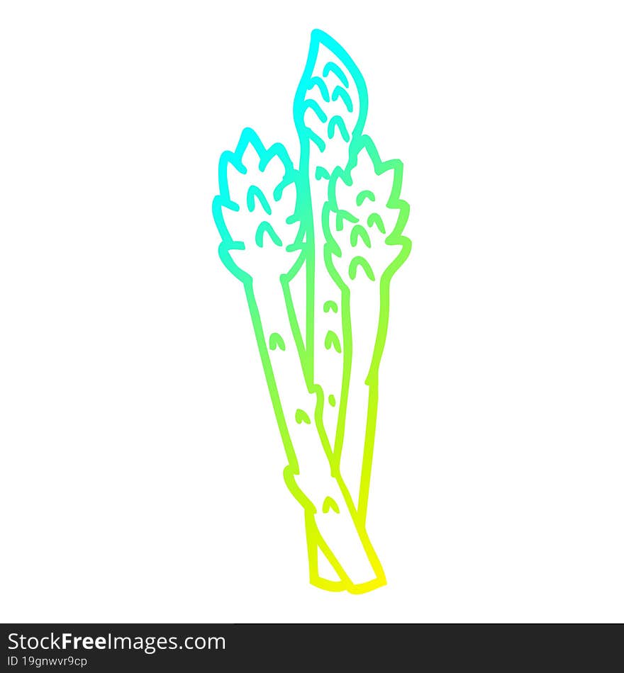 cold gradient line drawing cartoon asparagus plant