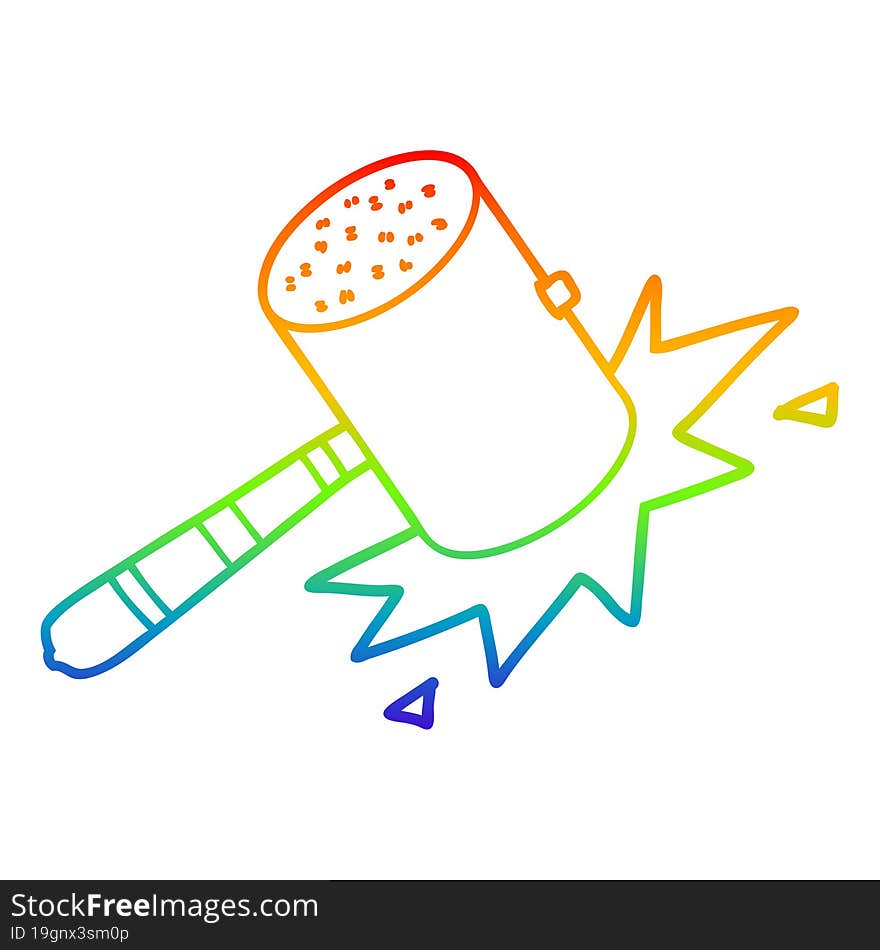 rainbow gradient line drawing cartoon banging gavel