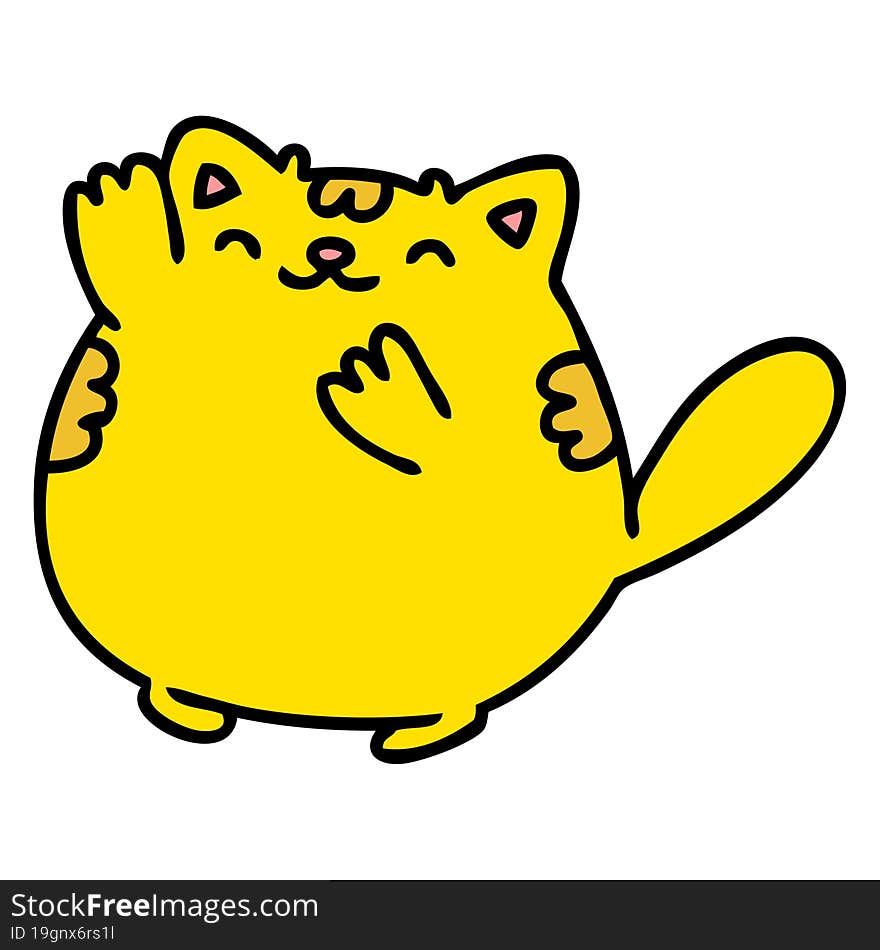 cartoon of a happy cat waving. cartoon of a happy cat waving