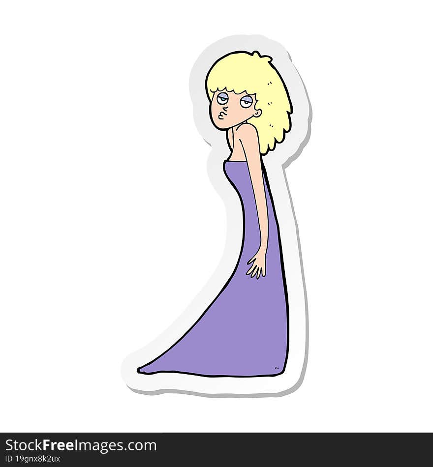 Sticker Of A Cartoon Woman Pulling Photo Face