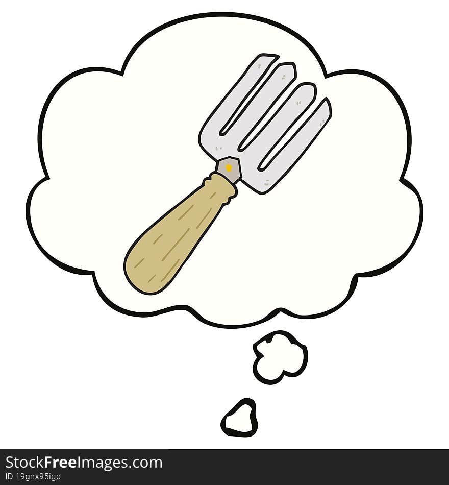 cartoon fork and thought bubble