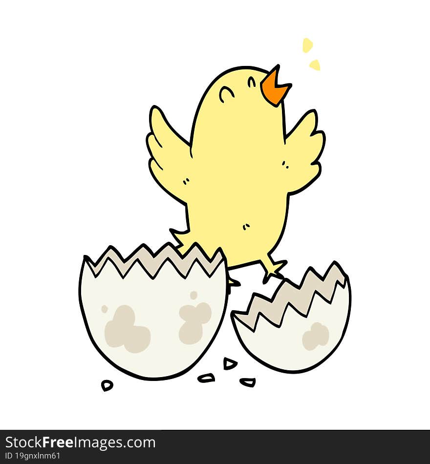 cartoon bird hatching from egg