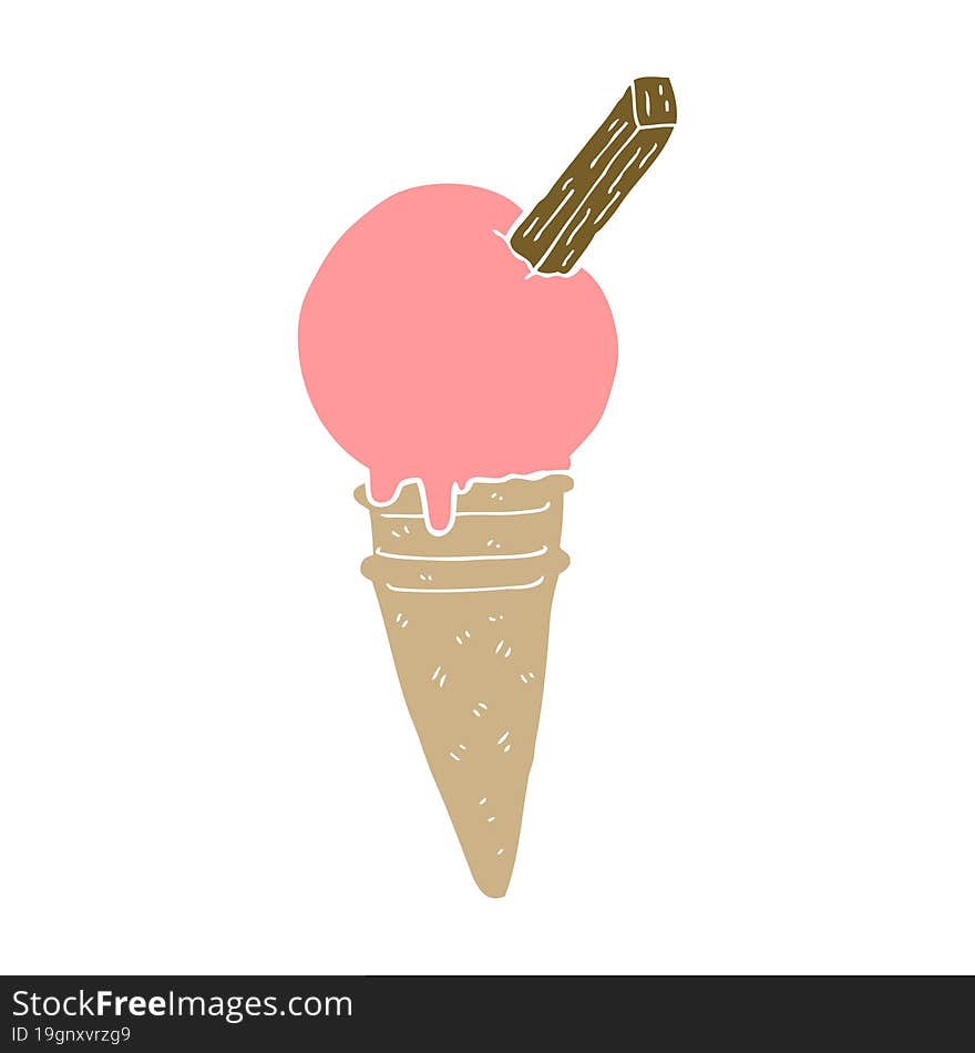 flat color style cartoon ice cream