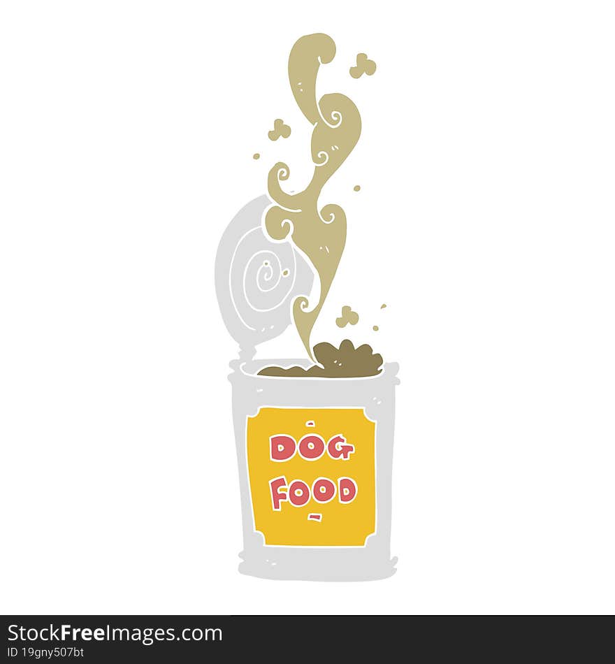 flat color illustration of a cartoon dog food