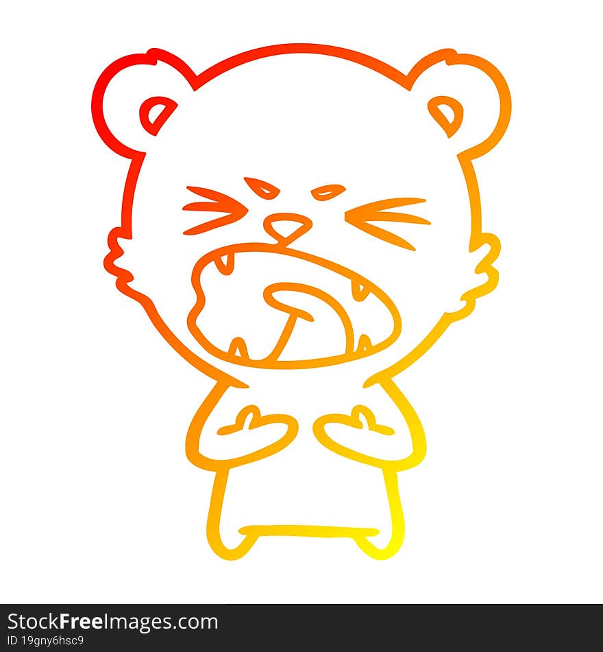 warm gradient line drawing angry cartoon bear