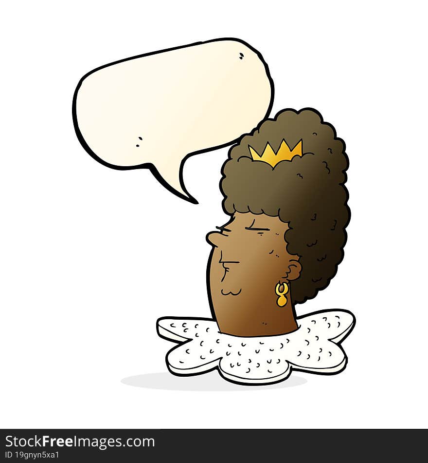 cartoon queen\'s head with speech bubble