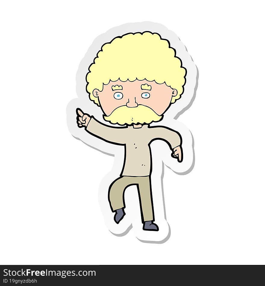 Sticker Of A Cartoon Seventies Style Man Disco Dancing