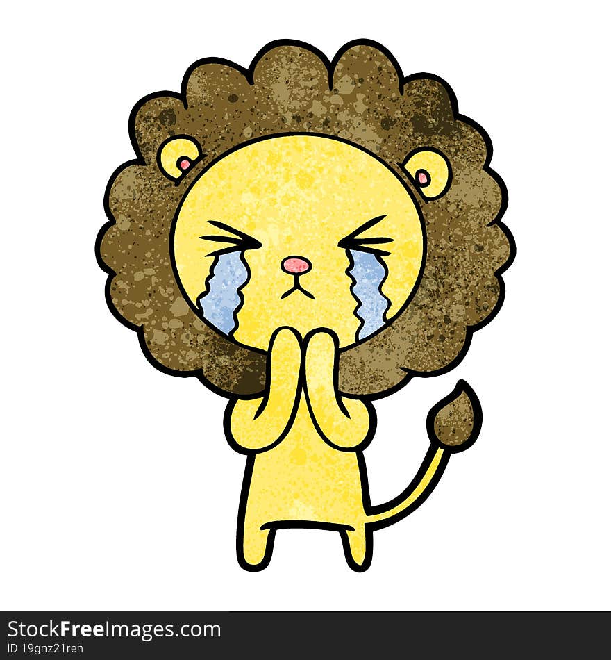 cartoon crying lion praying. cartoon crying lion praying