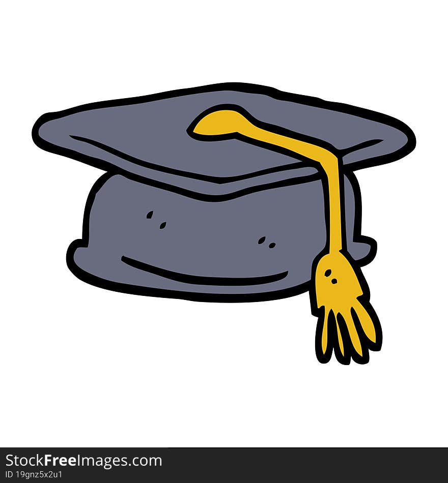 hand drawn doodle style cartoon graduation hat