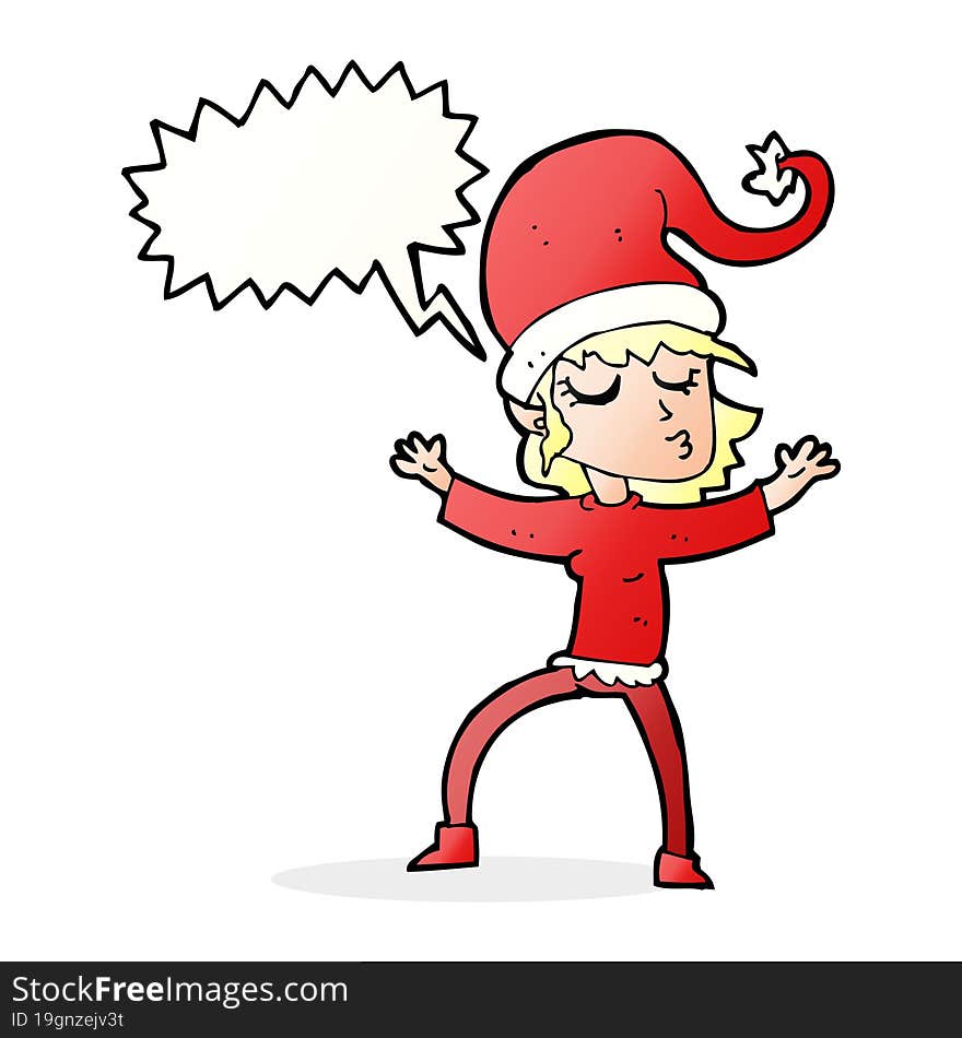 santa\'s helper cartoon with speech bubble