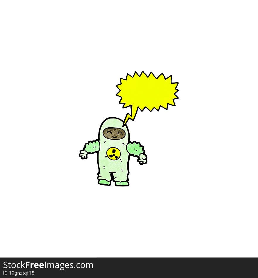 cartoon man in radiation suit