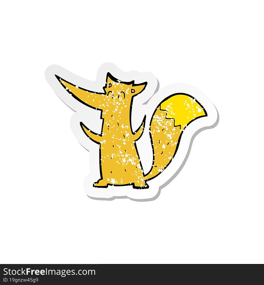 retro distressed sticker of a cartoon fox