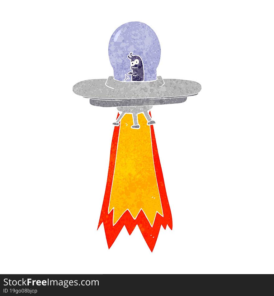 Retro Cartoon Flying Saucer